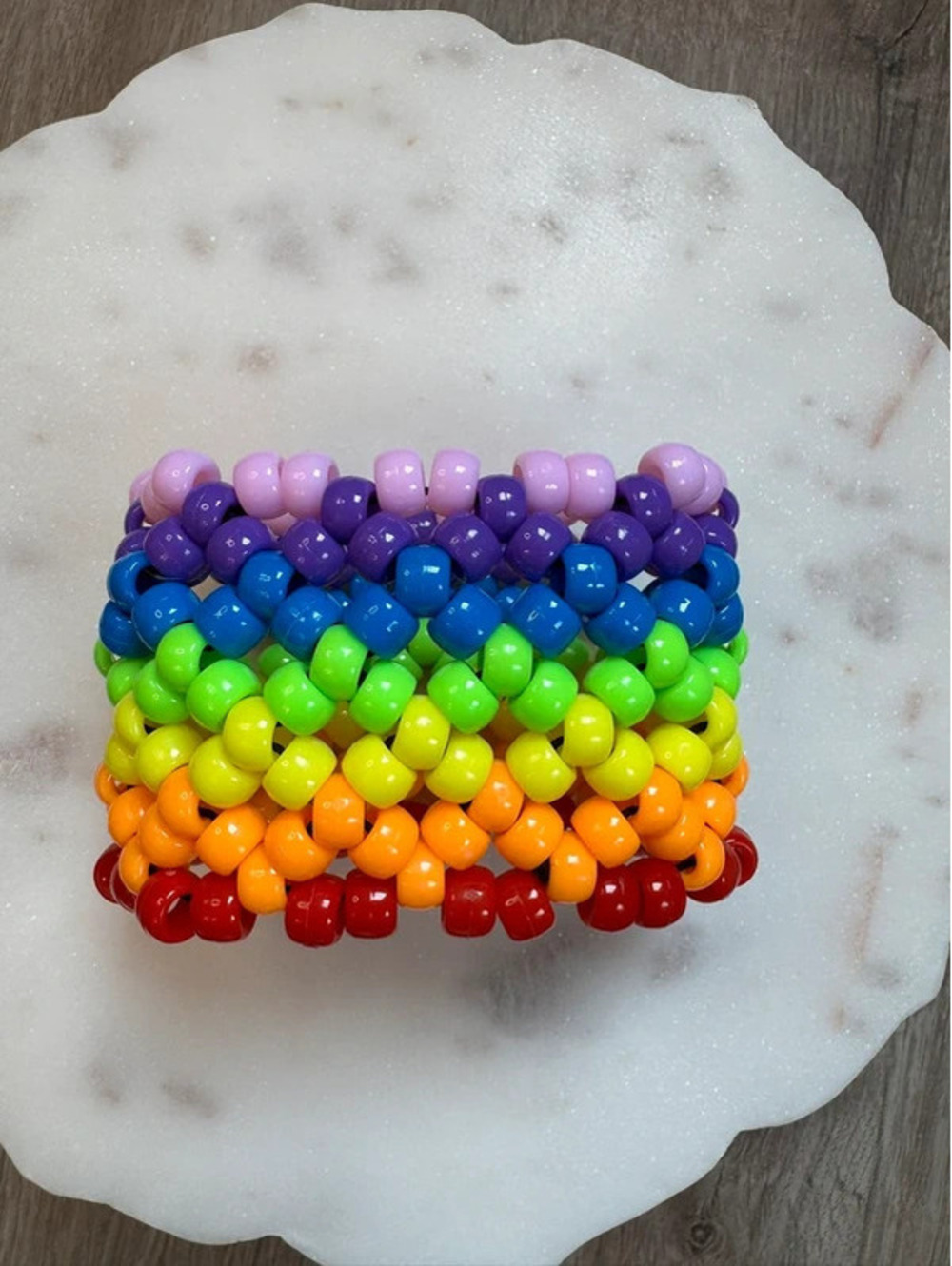 Handmade Rainbow Beaded Wide Cuff Bracelet - Picture 3 of 9